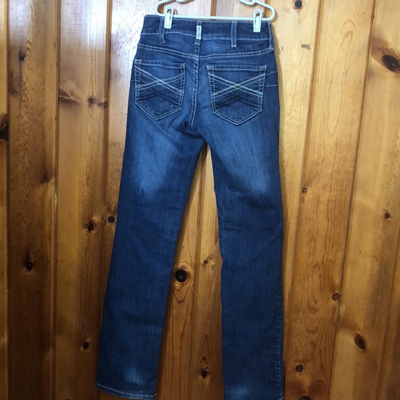 Ariat real denim mid rise straight jeans western cowgirl wear size 25R work wear - Picture 1 of 8